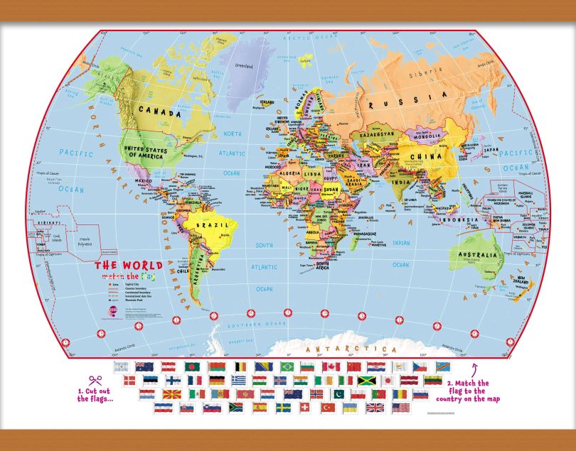 Match The Flags World Map (Wooden hanging bars)