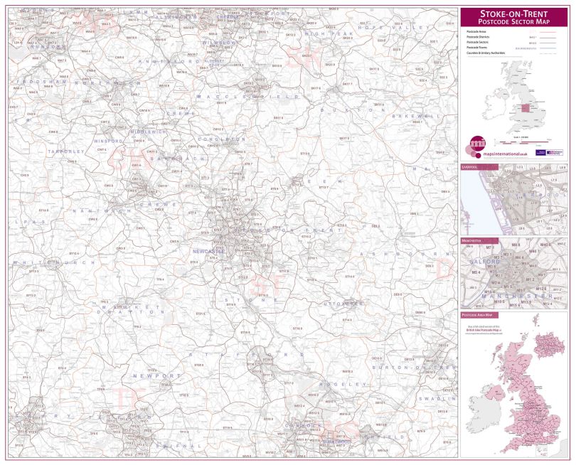 Stoke on Trent Postcode Sector Map