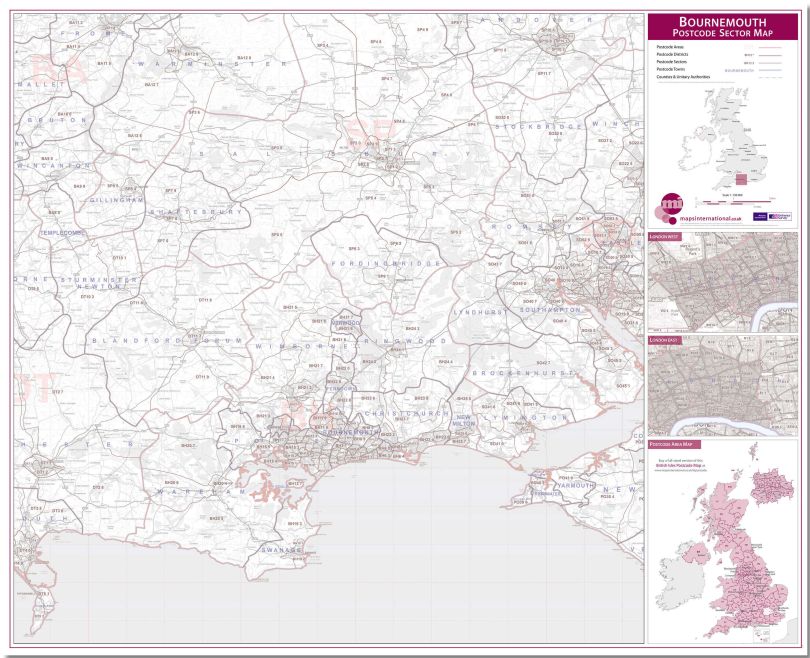 Bournemouth Postcode Sector Map (Pinboard)