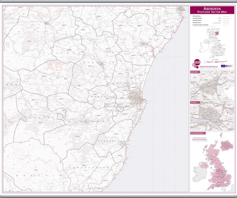 Aberdeen Postcode Sector Map (Hanging bars)