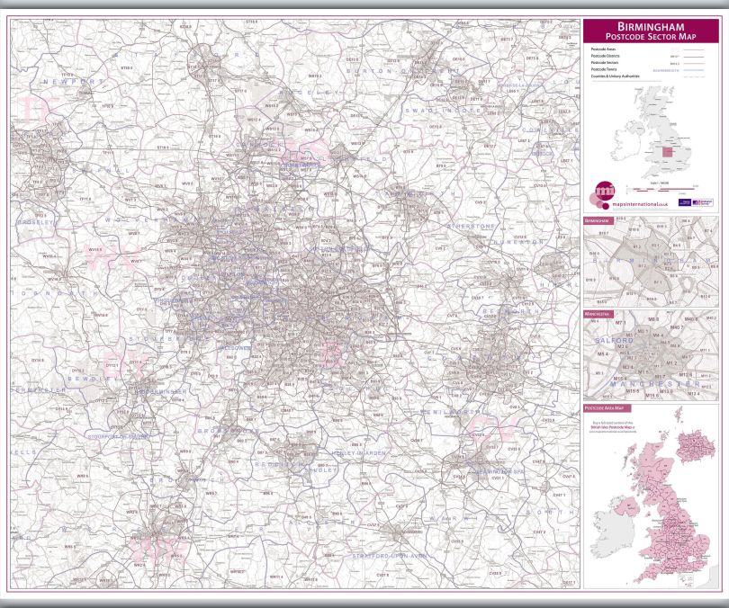 Birmingham Postcode Sector Map (Hanging bars)