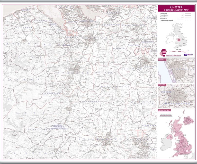 Chester Postcode Sector Map (Hanging bars)