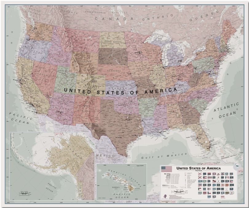 Large Executive USA Wall Map (Pinboard)