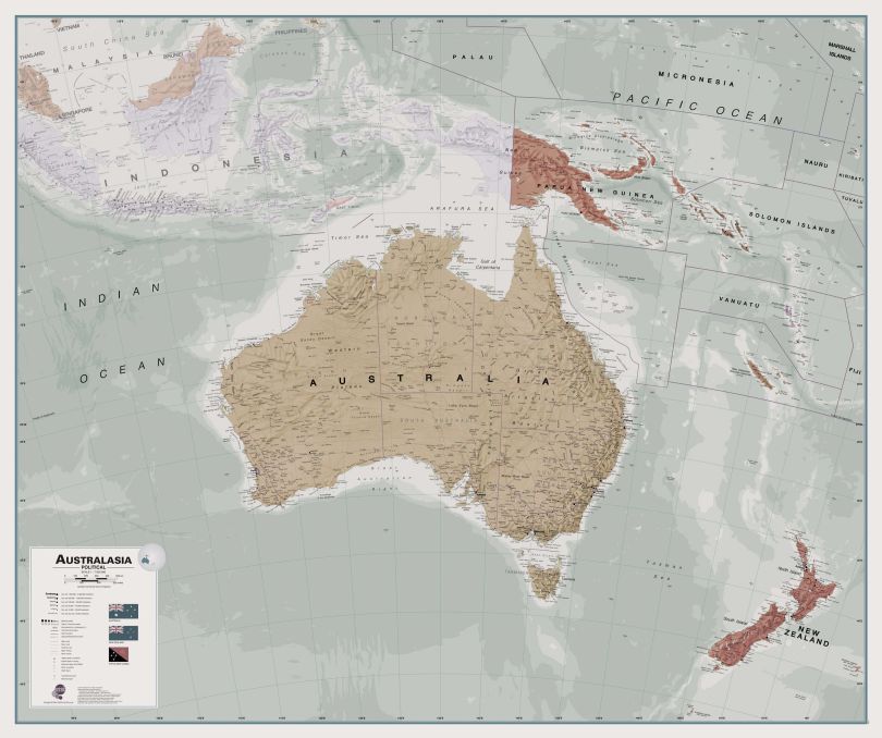 Executive Australasia Wall Map Political
