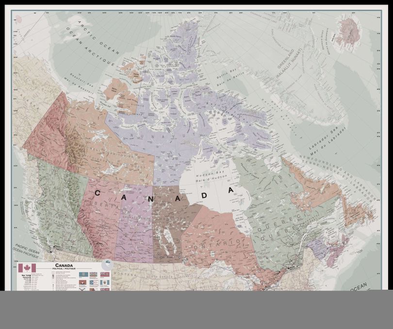 Large Executive Canada Wall Map (Pinboard & framed - Black)