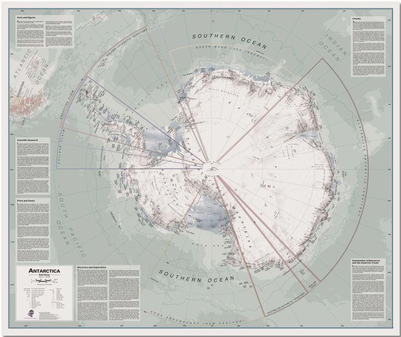 Large Executive Antarctica Wall Map Political (Pinboard)