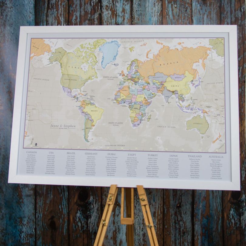 Classic World Map Wedding Table Plan