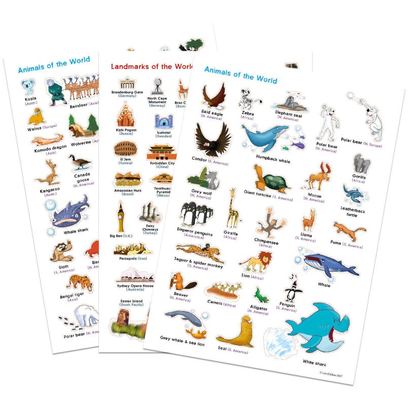 Illustrated Animals and Landmarks Stickers (Other)