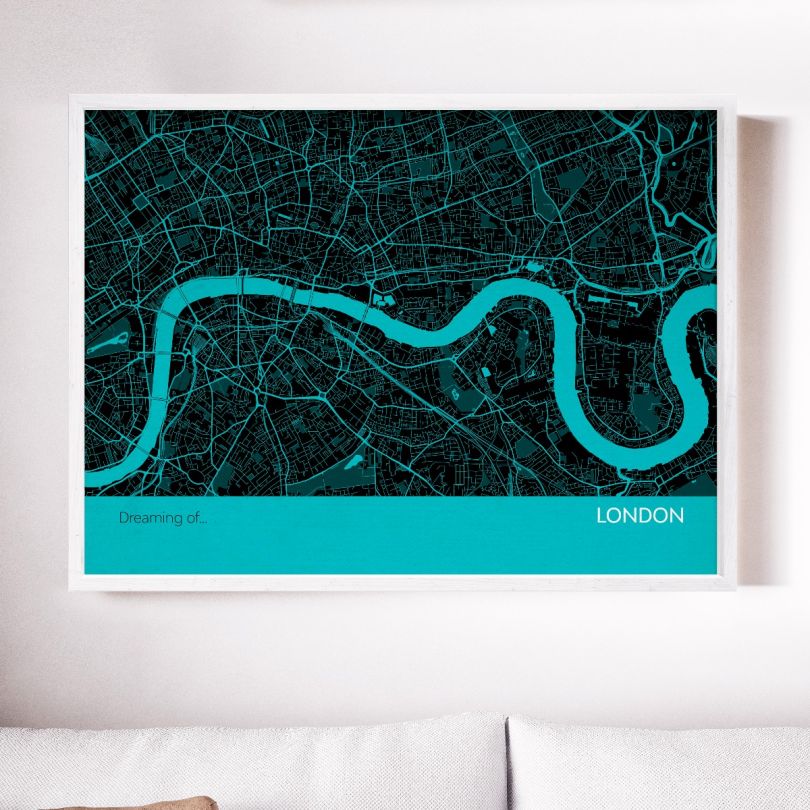 London City Street Map Print Turquoise