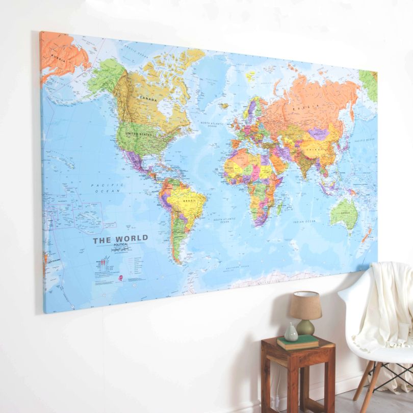 Huge World Wall Map Political (Canvas)