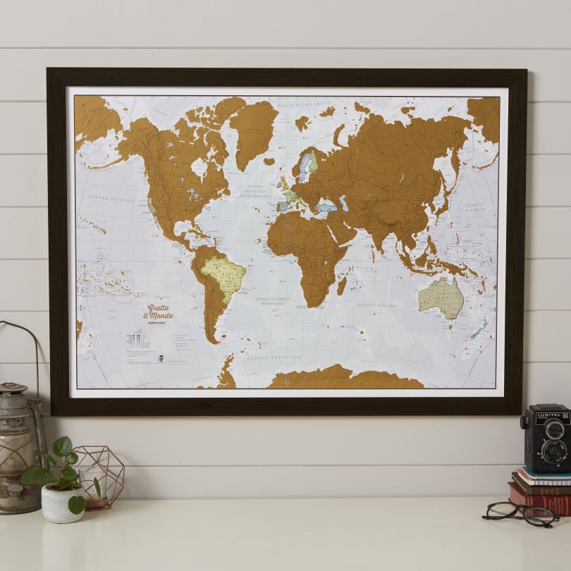 Scratch the World�� - Italian Language (Pinboard & wood frame - Black)