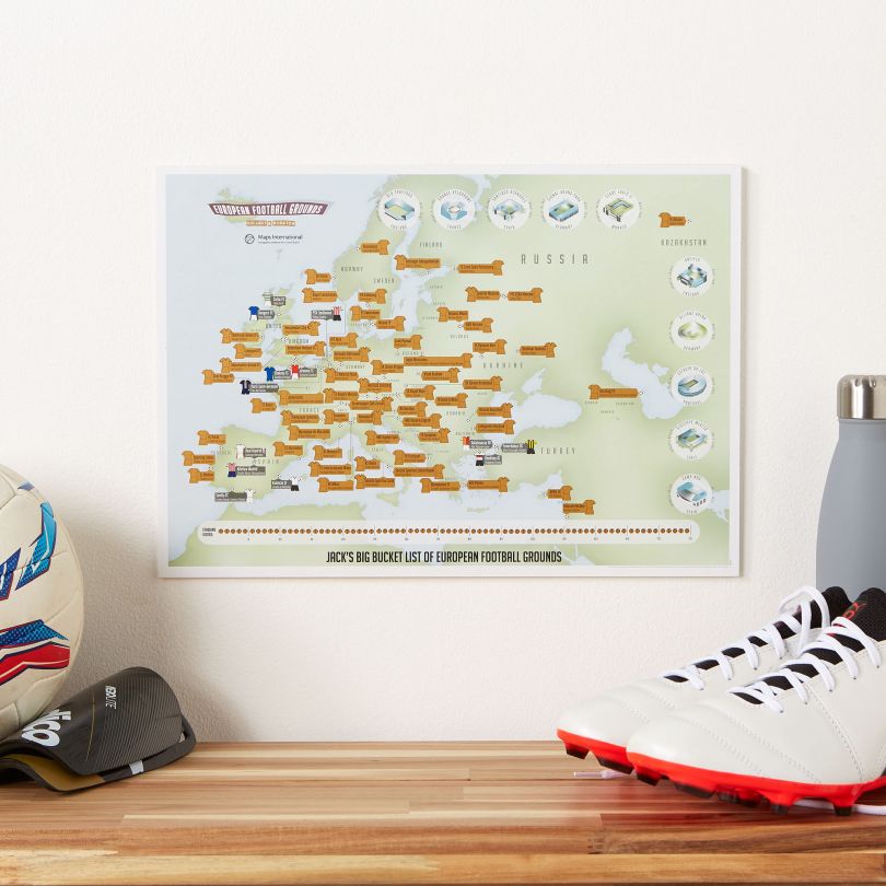 Personalised Scratch Off European Football Grounds Print