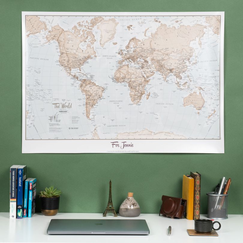 Personalised World Is Art - Wall Map Neutral