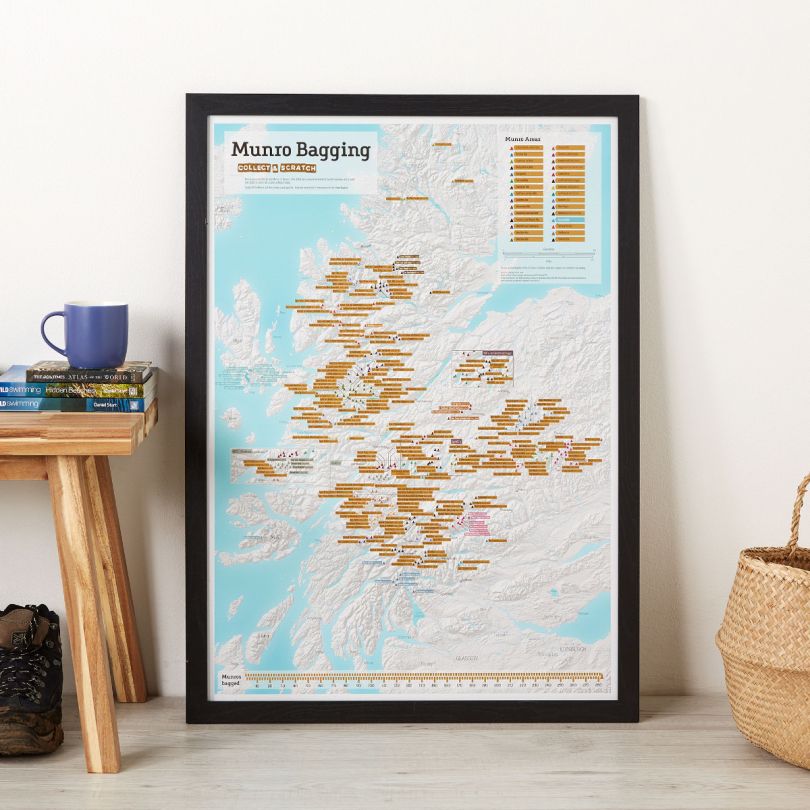 Scratch Off Munro-bagging Print (Pinboard & wood frame - Black)