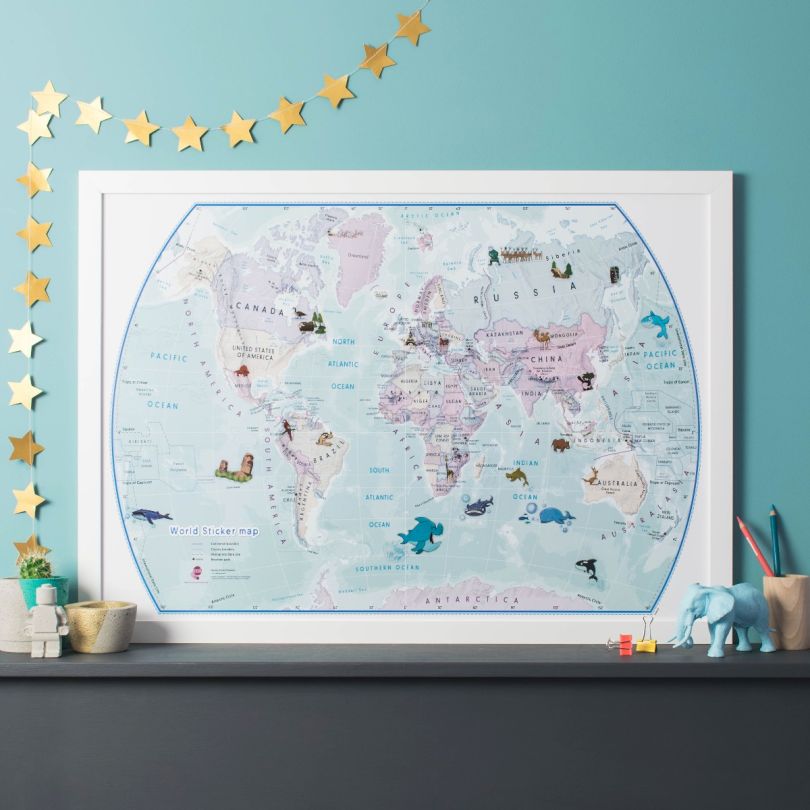 World Illustrated Sticker Map (Paper Single Side Lamination)