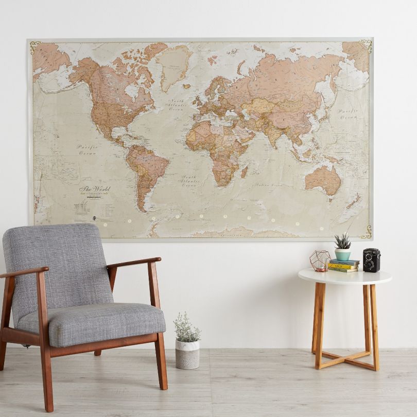 Huge Antique World Map (Laminated)