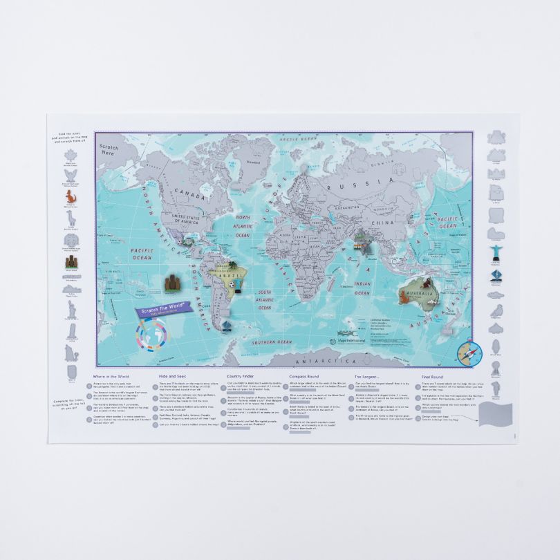 Scratch the World�� activity adventure map print (Silk Art Paper - Pack of 2)