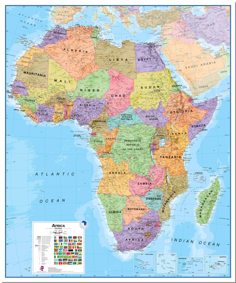 Large Africa Wall Map Political (Pinboard)