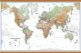 Large World Wall Map Physical White Ocean (Rolled Canvas with Wooden Hanging Bars)