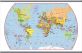 Medium Primary World Wall Map Political (Rolled Canvas with Hanging Bars)