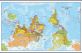 Huge Upside Down World Wall Map Political (Rolled Canvas with Hanging Bars)