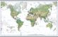 Huge World Wall Map Environmental White Ocean (Hanging bars)