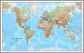Huge World Wall Map Physical (Pinboard & framed - Silver)