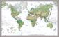 Large World Wall Map Environmental White Ocean (Pinboard & framed - Silver)
