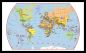 Medium Primary World Wall Map Political (Pinboard & framed - Black)