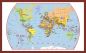 Medium Primary World Wall Map Political (Pinboard & framed - Dark Oak)