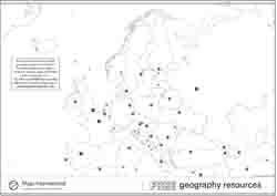 Outline black and white Europe map 
