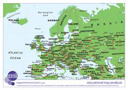 Europe map with 'flat' sea
