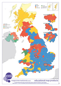 UK map with country/ county/ district/ unitary boundaries and names.